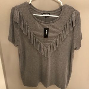 NWT Express Gray Ruffle Top